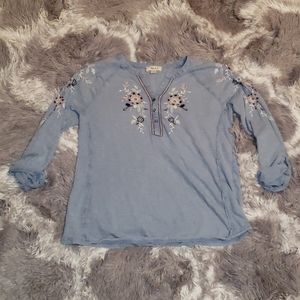 Floral Embroidered Denim Shirt